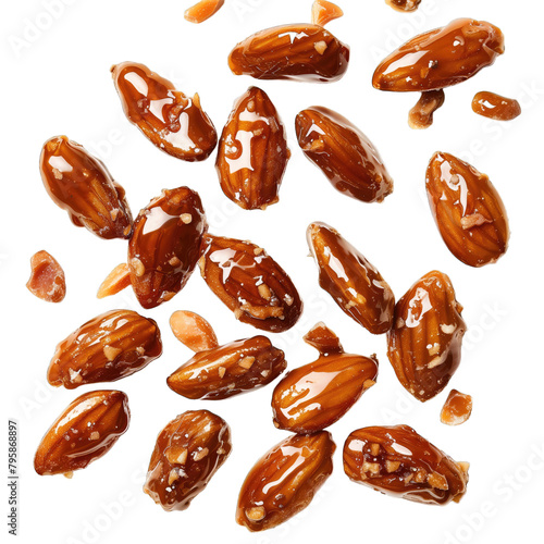 caramelized almonds on a white background