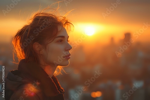 Golden Hour Cityscape: Contemplation in Silhouette © Maquette Pro