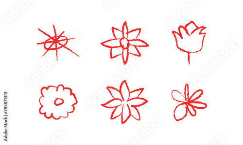 brush flower doodle line vector illustration. brush flower line art