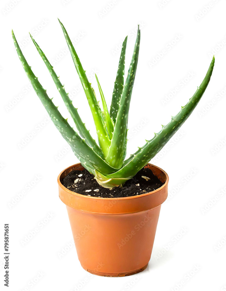 Aloe Vera im Topf isoliert auf weißen Hintergrund, Freisteller Aloe Vera im Topf isoliert auf weißen Hintergrund, Freisteller