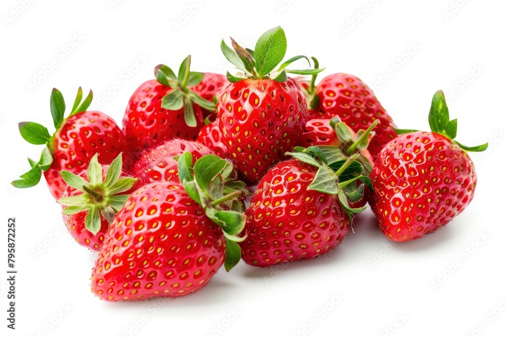 strawberries isolated on white background, clipping path, full depth of field - generative ai strawberries isolated on white background, clipping path, full depth of field - generative ai