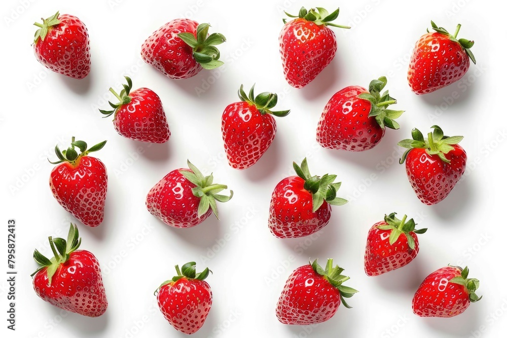 strawberries isolated on white background, clipping path, full depth of field - generative ai strawberries isolated on white background, clipping path, full depth of field - generative ai