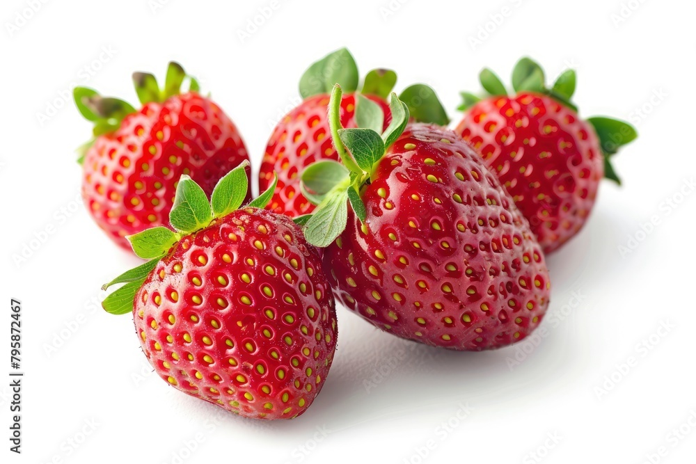 strawberries isolated on white background, clipping path, full depth of field - generative ai strawberries isolated on white background, clipping path, full depth of field - generative ai