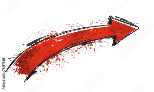 Red distressed curved arrow photo