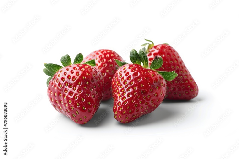 strawberries isolated on white background, clipping path, full depth of field - generative ai strawberries isolated on white background, clipping path, full depth of field - generative ai