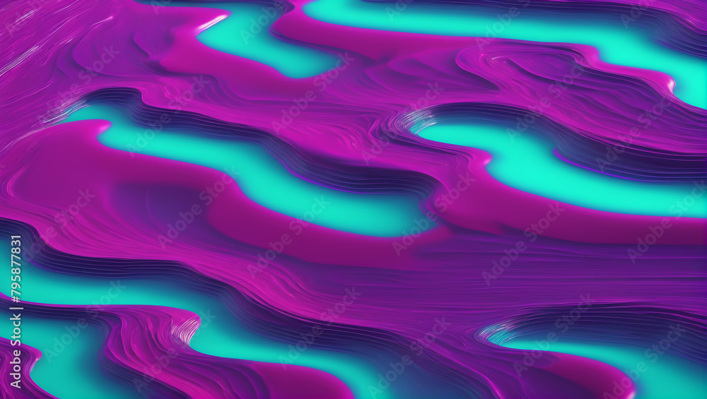 Images of liquid ripples spreading across a surface in glitchy, futuristic colors such as digital teal, cyberpunk purple, glitch green, and neon magenta, against a backdrop ULTRA HD 8K