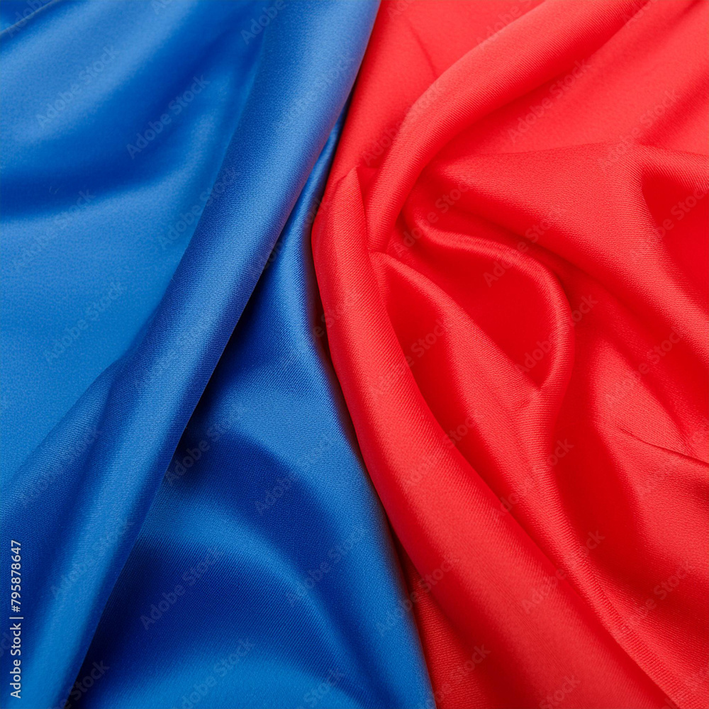 Red and blue fabric material draped and intertwined with each other Red and blue fabric material draped and intertwined with each other