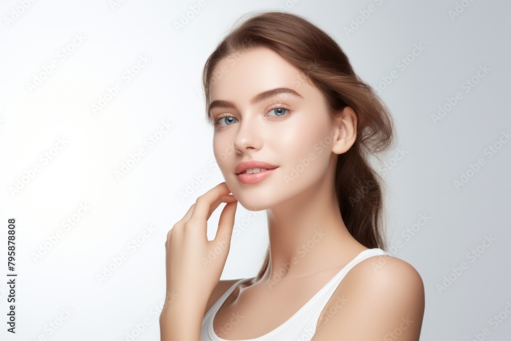 Portrait beautiful young woman with clean fresh skin portrait adult photo Portrait beautiful young woman with clean fresh skin portrait adult photo