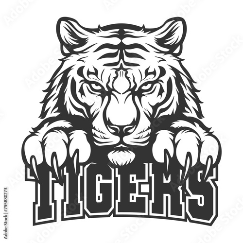 Tigers Illustration Clip Art Design Shape. Tiger Silhouette Icon Vector.