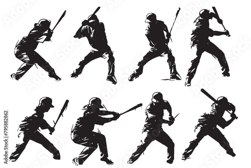 Baseball player silhouettes vector
