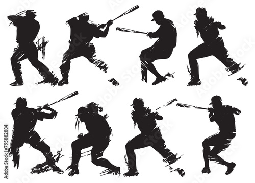 Baseball player silhouettes vector
