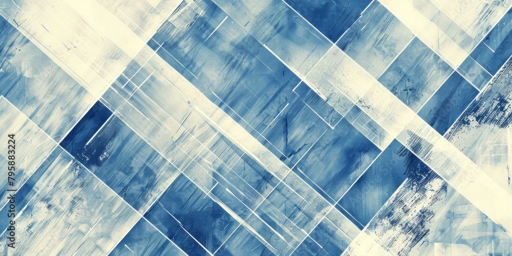 Dancing Shades: A Blue and White Abstract Painting, Embracing a Harmonious Blue and White Background.