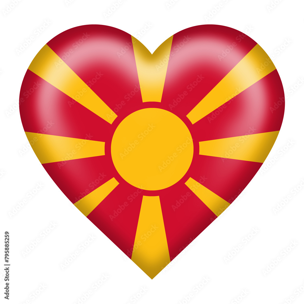 Macedonia flag heart button with clipping path Macedonia flag heart button with clipping path