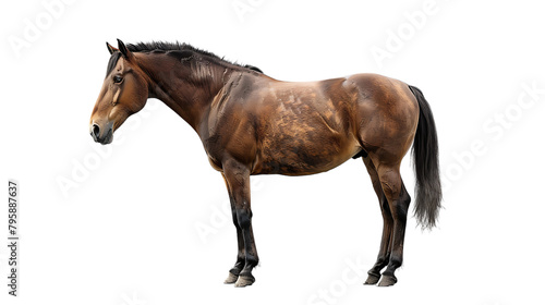 an old brown horse on a solid white background.