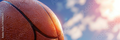 close up of basketball with sky background, generative AI