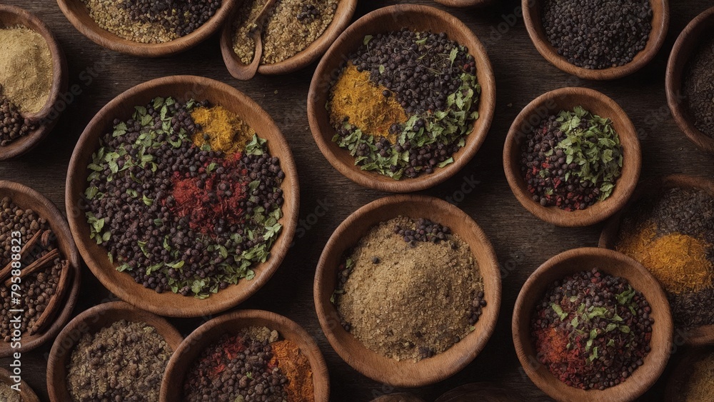 spices and herbs on a white background