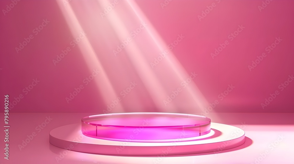 Elegant Podium in Vibrant Pink Spotlight for Product Presentation or Awards Ceremony Elegant Podium in Vibrant Pink Spotlight for Product Presentation or Awards Ceremony