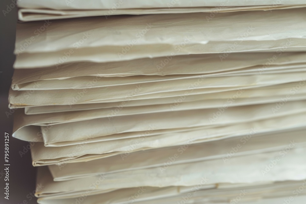 A stack of white papers with a few creases A stack of white papers with a few creases