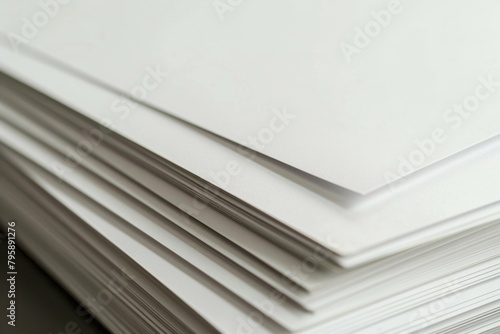 A stack of white paper with a few sheets on top