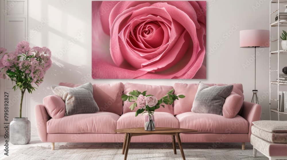 Simplistic yet striking abstract pink rose, fading from light to dark across the canvas, designed for contemporary aesthetic appeal Simplistic yet striking abstract pink rose, fading from light to dark across the canvas, designed for contemporary aesthetic appeal