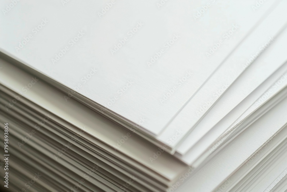 A stack of white paper with a white background A stack of white paper with a white background