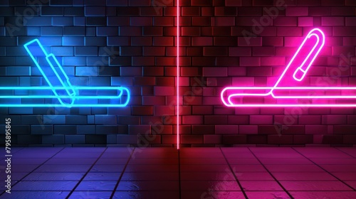 The background versus is neon colored. Concept For Battle, Confrontation Or Fight