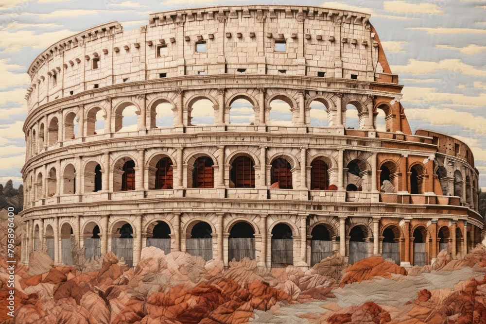 Rome colosseum landmark representation amphitheater.