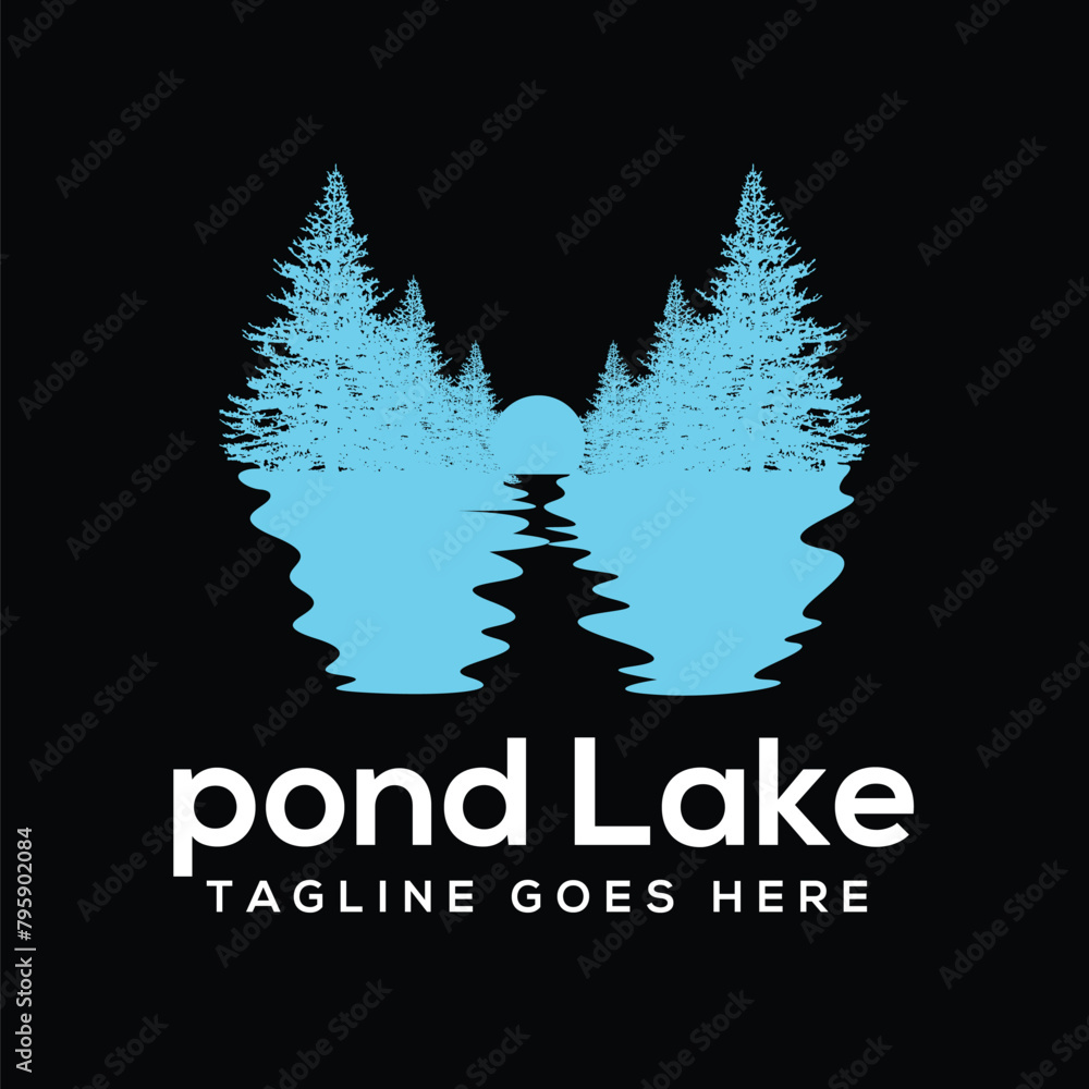 pond lake logo design illustration