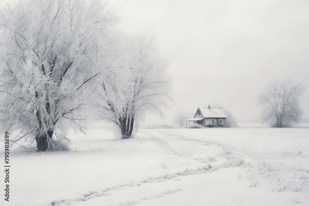 Obraz premium Snow winter landscape architecture building outdoors.
