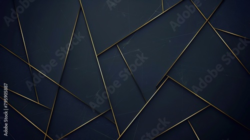 Abstract presentation background with shining gold lines on black