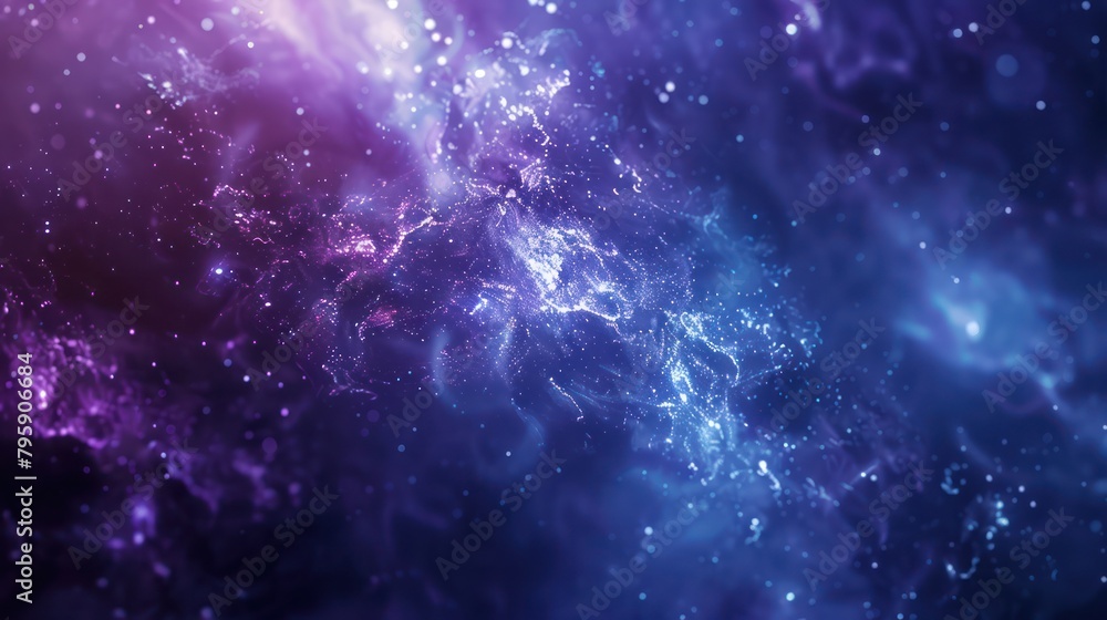 Space dusk nebula color gradient purple blue and pink cloud starry galaxy.