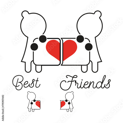 best friends love heart t shirt design