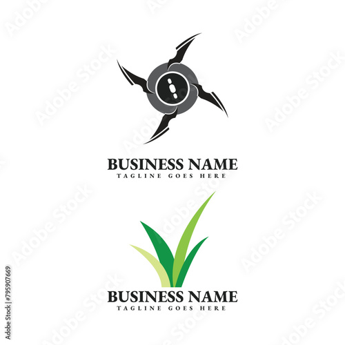 grass cutting blade logo design