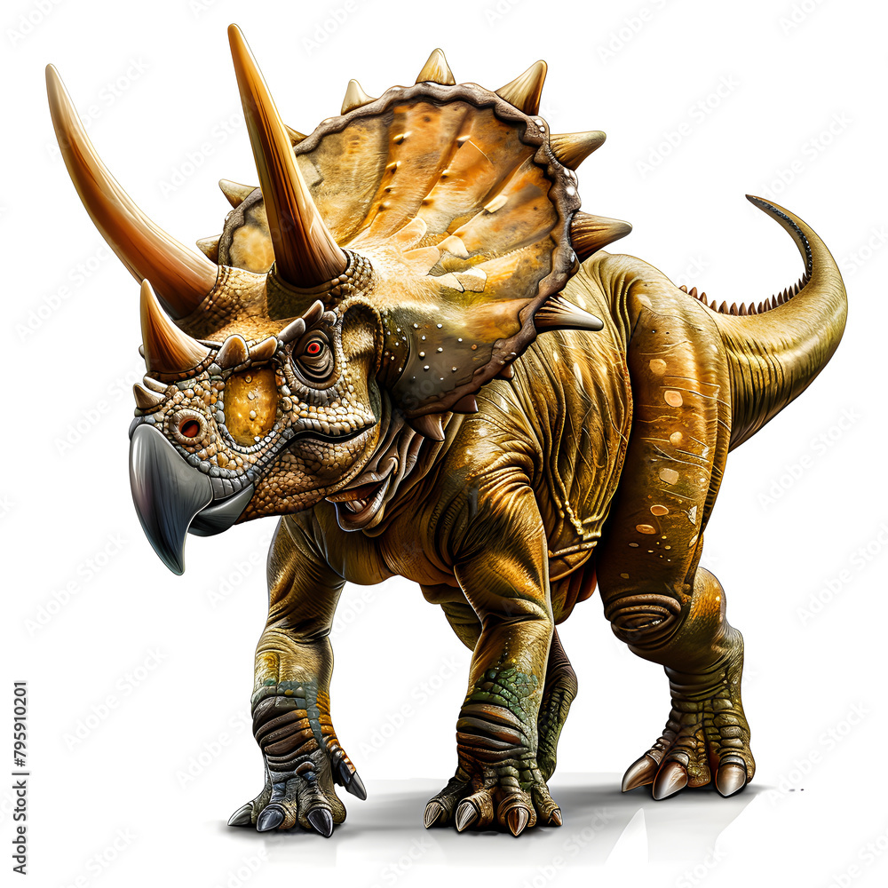 Fototapeta premium Clipart illustration a triceratops on white background. Suitable for crafting and digital design projects.[A-0001]