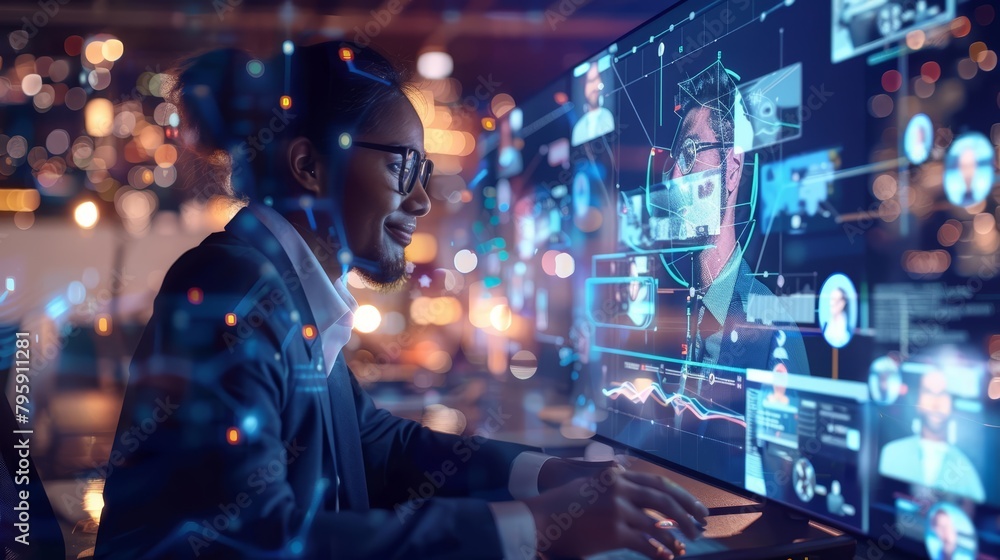 A virtual award ceremony where remote teams receive accolades for exceptional collaboration and innovation, business concept A virtual award ceremony where remote teams receive accolades for exceptional collaboration and innovation, business concept