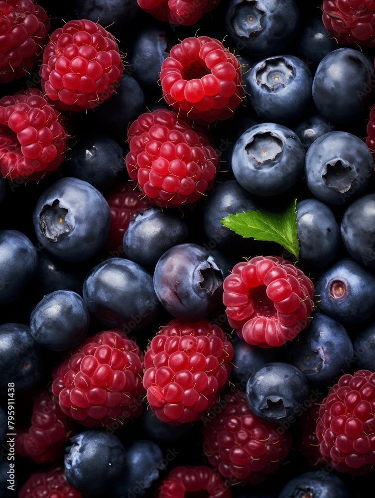 Lots of fresh blueberries ,fresh raspberries Lots of fresh blueberries ,fresh raspberries