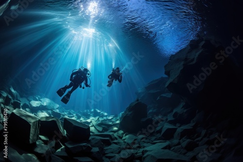 Cave diving underwater recreation adventure. © Rawpixel.com