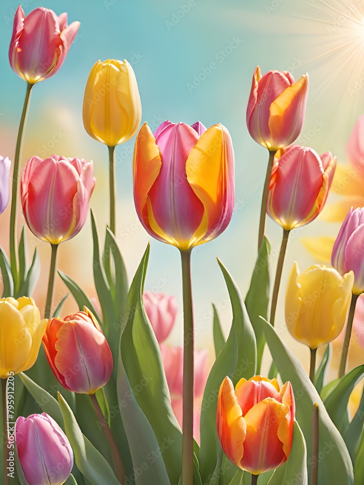 Fototapeta premium colorful tulips in the garden