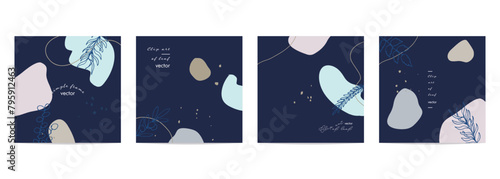 草木のベクターイラスト背景。アースカラーの韓国風おしゃれな背景。線画の草木イラスト。Vector illustration background of plants and trees. Stylish background in earth color Korean style. Line drawing grass and trees illustration. 