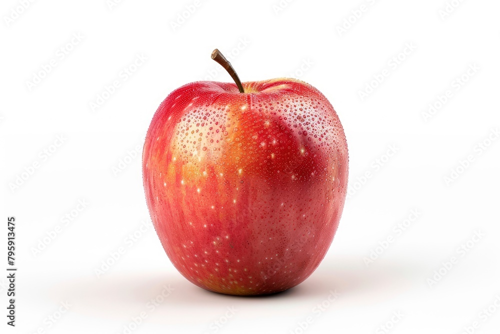 Red apple isolated on white background, clipping path, full depth of field - generative ai Red apple isolated on white background, clipping path, full depth of field - generative ai