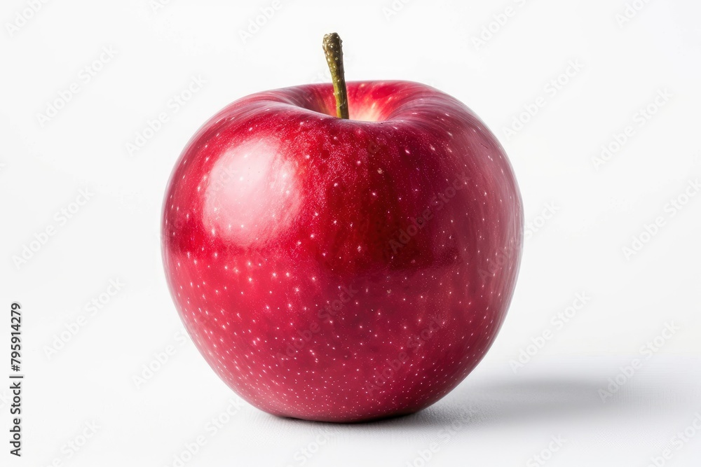 Red apple isolated on white background, clipping path, full depth of field - generative ai Red apple isolated on white background, clipping path, full depth of field - generative ai