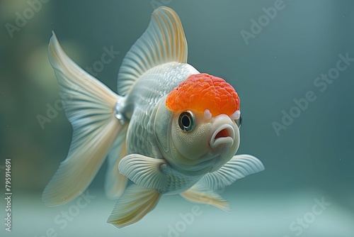Goldfish swimming in clear water close-up - A stunning close-up shot of a goldfish swimming inclear water, showcasing its vibrant colors and delicate fins