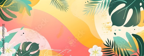 tropical flowers and leaves background in yellow