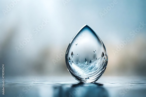 Experience the magic of transparency with an HD image capturing the intricate details of a crystal-clear water droplet against a soft and neutral background.