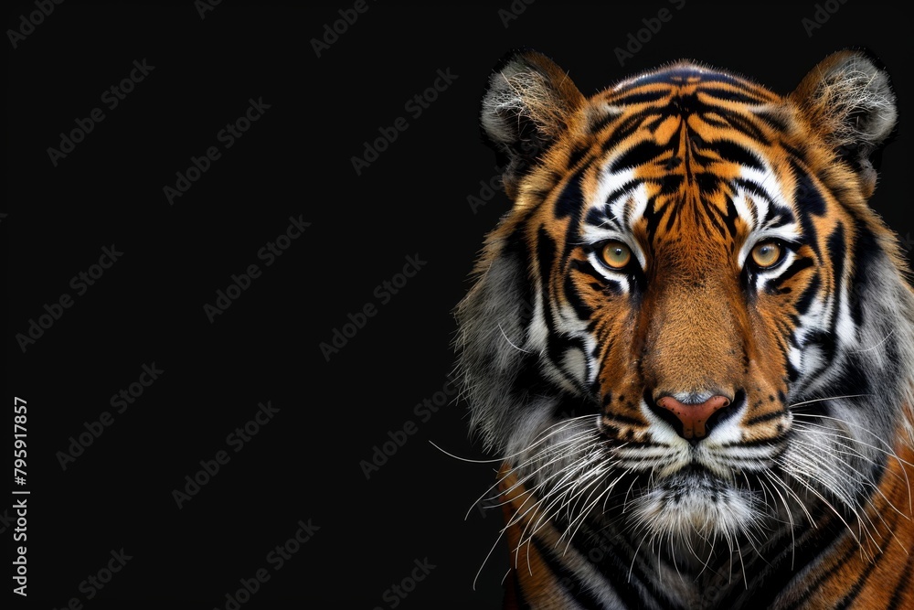 Fototapeta premium Tiger facing forward black