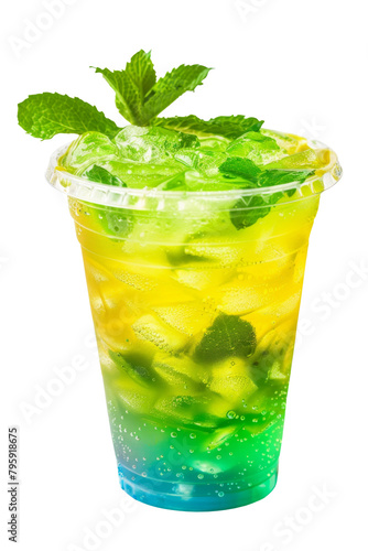 Refreshing Mint Lemonade in Plastic Cup