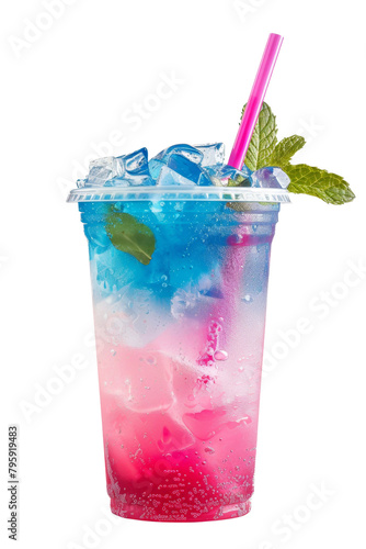 Colorful Iced Drink with Mint