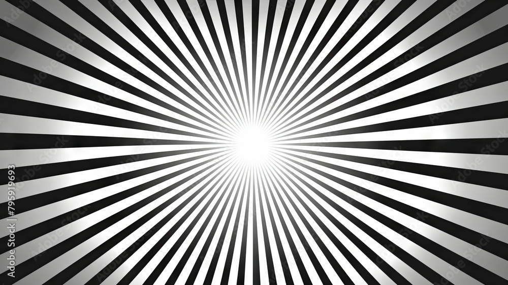 Black and white hypnotic radial pattern - This image showcases a mesmerizing black and white optical illusion with a radial pattern that draws the eye inward Black and white hypnotic radial pattern - This image showcases a mesmerizing black and white optical illusion with a radial pattern that draws the eye inward