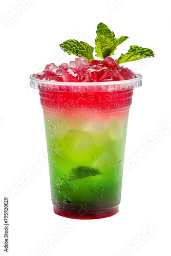 Colorful Layered Beverage in a Clear Cup