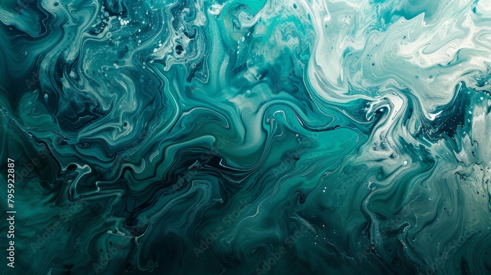 Abstract art teal blue green gradient paint background with liquid fluid grunge texture. hyper realistic 